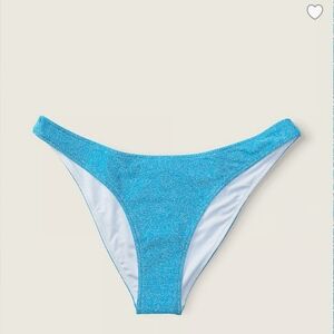 PINK Victoria's Secret Blue Cheeky Bikini Bottom Glitter Swim M NWT